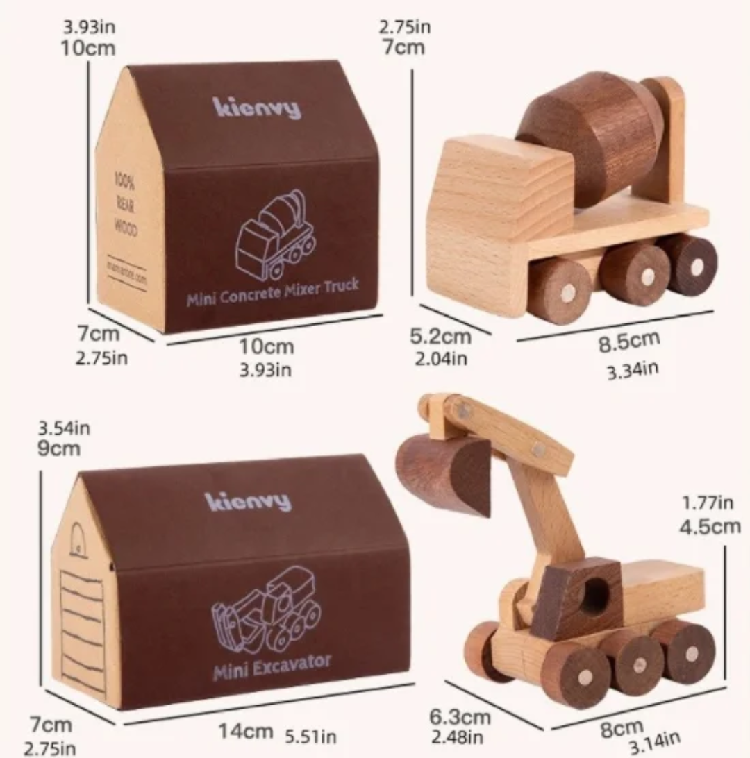 BenoChi® Luxe Houten Werkvoertuigen Montessori Speelgoedcollectie (1–3 jaar)